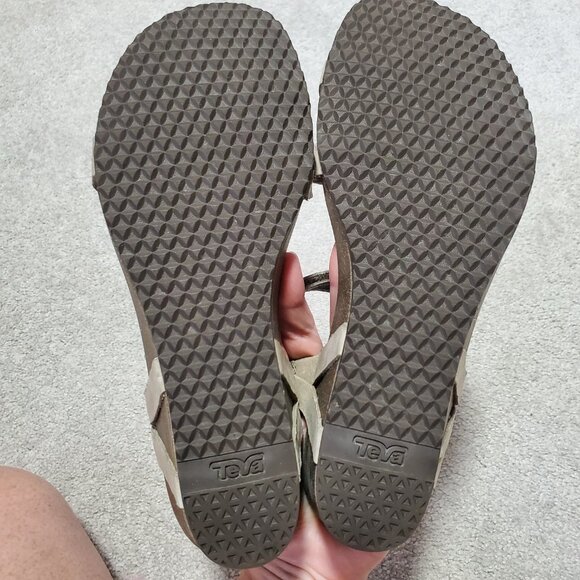 TEVA Ysidro Universal Strappy Wedge Sandals Leather Cork Taupe Brown Women's 9 - Picture 8 of 12